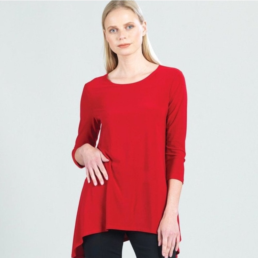 Clara Sunwoo Jersey Parachute Hem Tie Back 3/4 Sleeve Tunic Top Womens Size XS